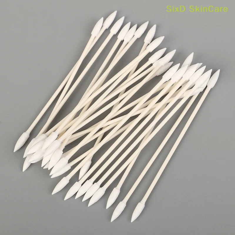 25pcs/bag Disposable Cotton Swab Cosmetics Permanent Makeup Health Medical Ear Jewelry Clean Sticks Buds Tip Cotton Head Swab