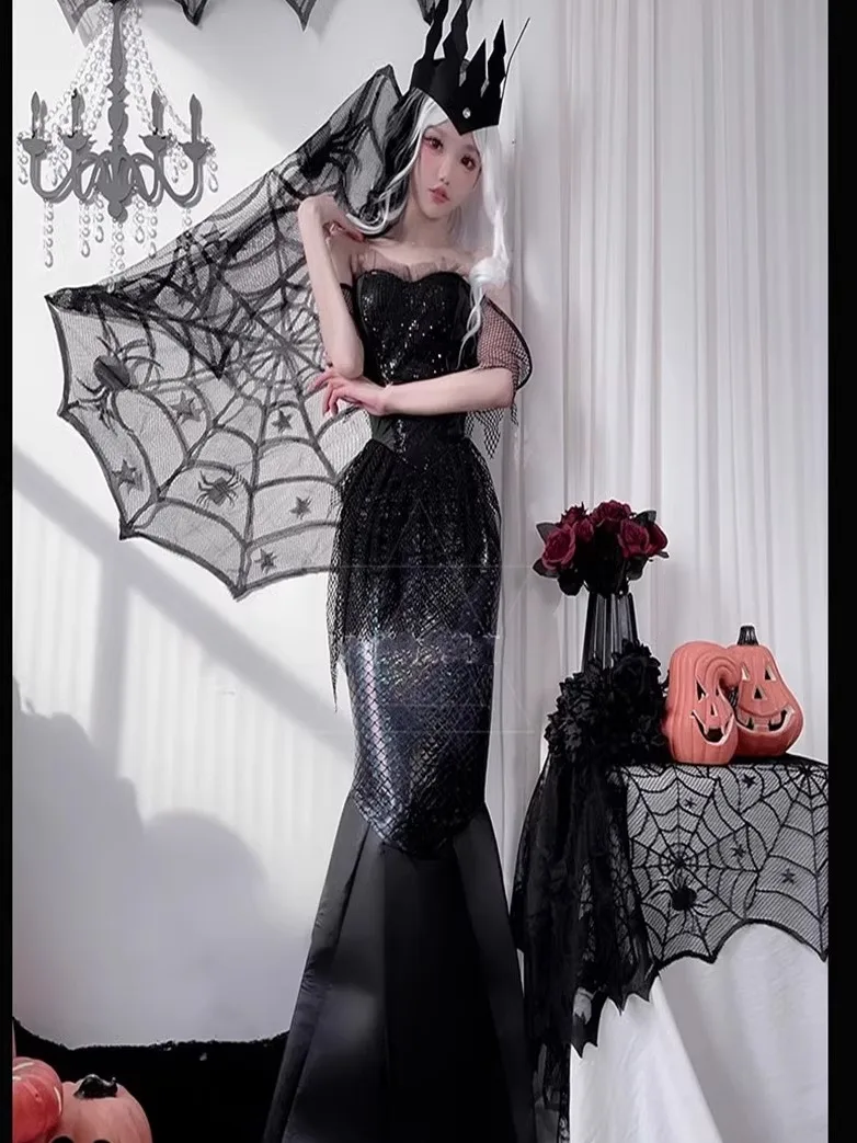 

Adult loween Costume Mermaid Princ Stage Performance k Elf Strapl Long Dr Ele Women's Traditional Ethnic Wear