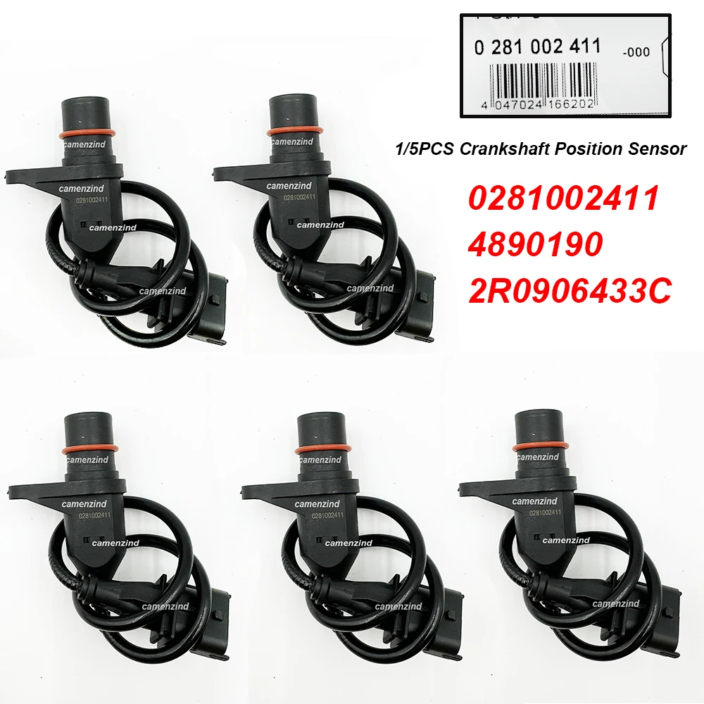 Sensor de posición del cigüeñal 0281002411 4890190 2R0906433C para Cummins IVECO EuroCargo, VW Constellation y Volksbus Worker (1/5 piezas)