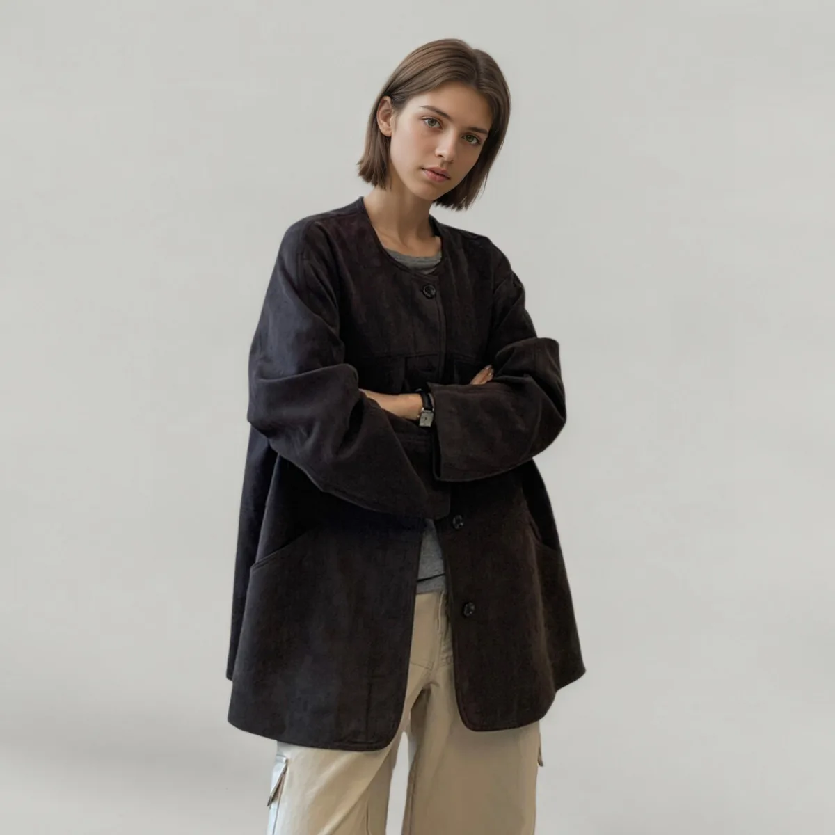 CiCi 2025 معطف قصير لخريف وشتاء للنساء بتصميم عصري وسترة خفيفة الوزن من البوليستر #5