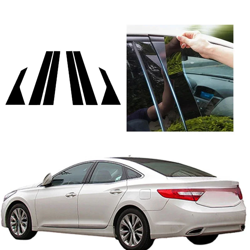 

6Pcs Door Window Pillar Posts Molding Cover Trim Stickers Parts For Hyundai Azera / Grandeur HG 2012 2013 2014 2015 2016 2017