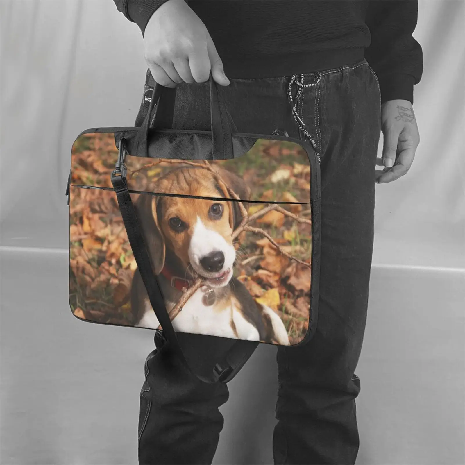 Noisydesigns mensageiro saco do portátil 3d beagle cão 13 14 15.6 Polegada senhora homem ombro caso para macbook ar pro dropshipping