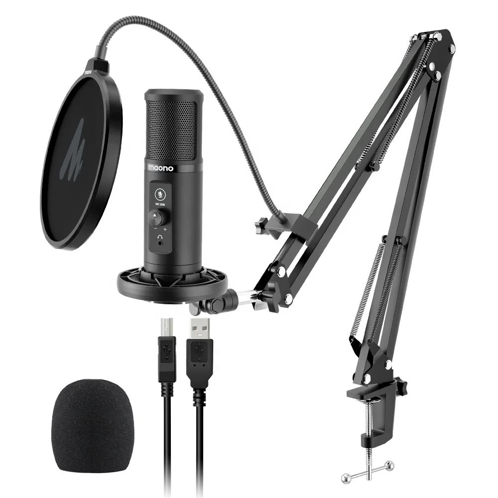 MAONO Condenser Microphone Zero Latency Monitoring PC Studio  Mic Podcast Equipment Microfone USB Microphones Gaming Microphones