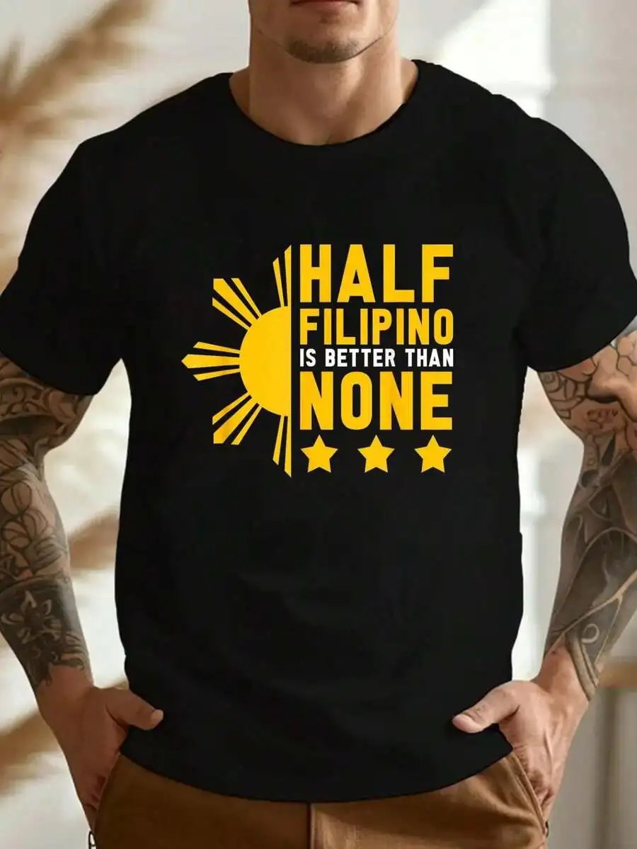 2026 New Fashion Comfort  Skin-friendly Cotton Pinoy Half Filipino Funny Philippines Leisure T-Shirt Women's Men's Graphic