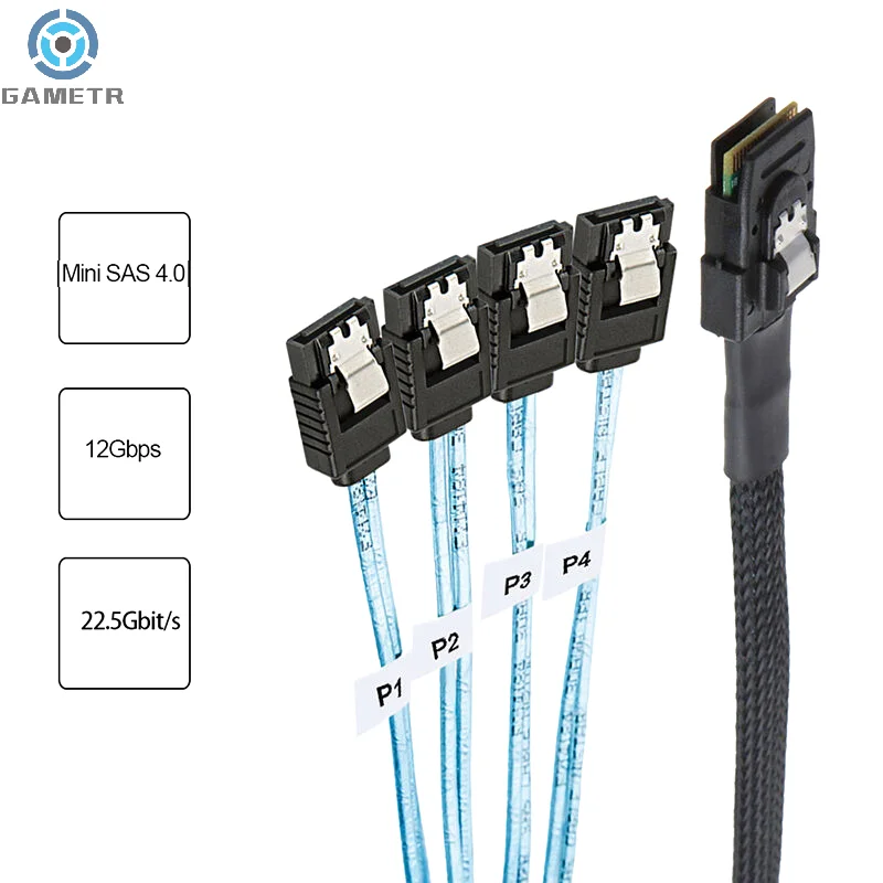 Кабель SAS SATA Mini-SAS SFF-8087 к 4 SATA Cable 7Pin Cable 12Gbps