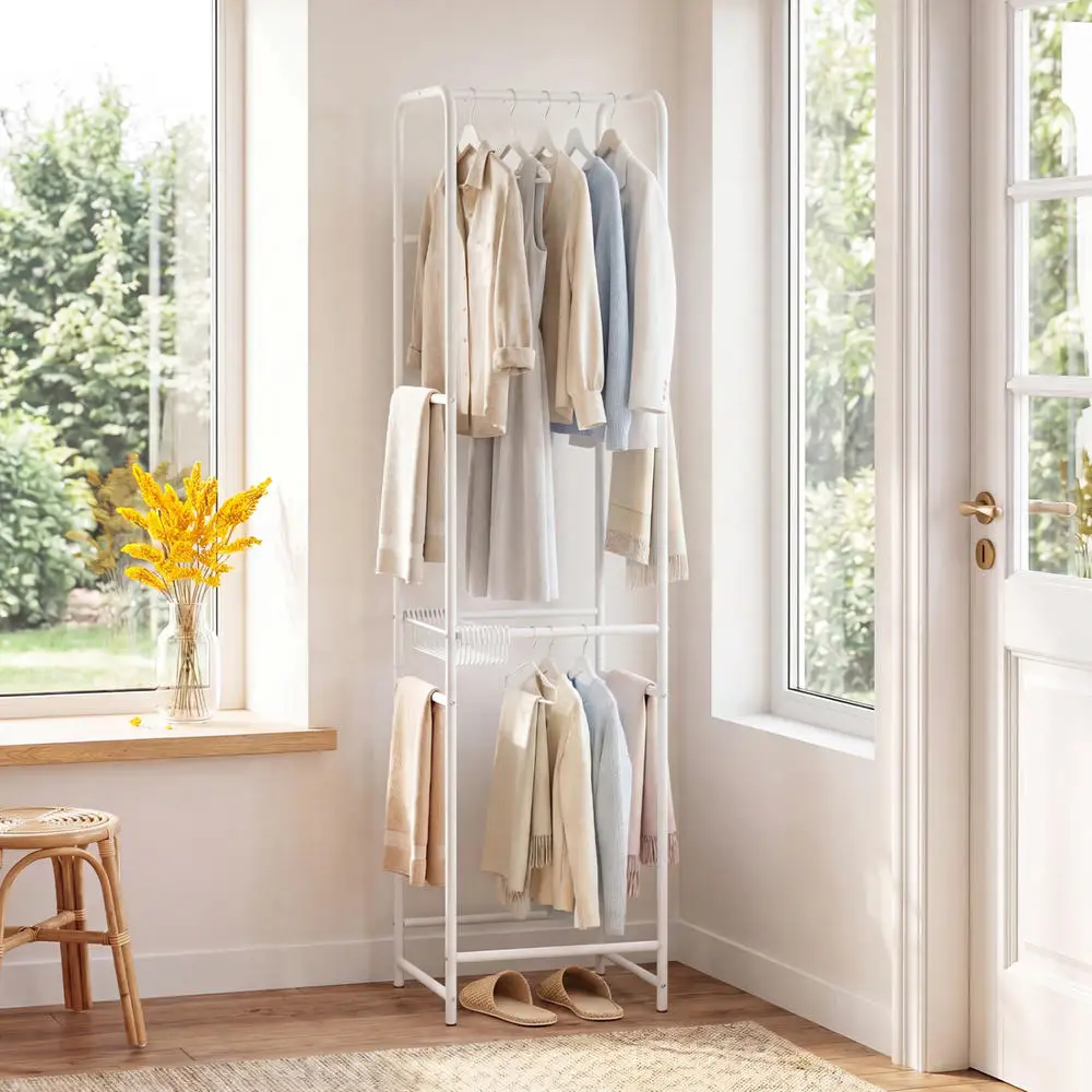Slim Coat Rack Freestanding Garment Organizer With 8 Hanging Rods