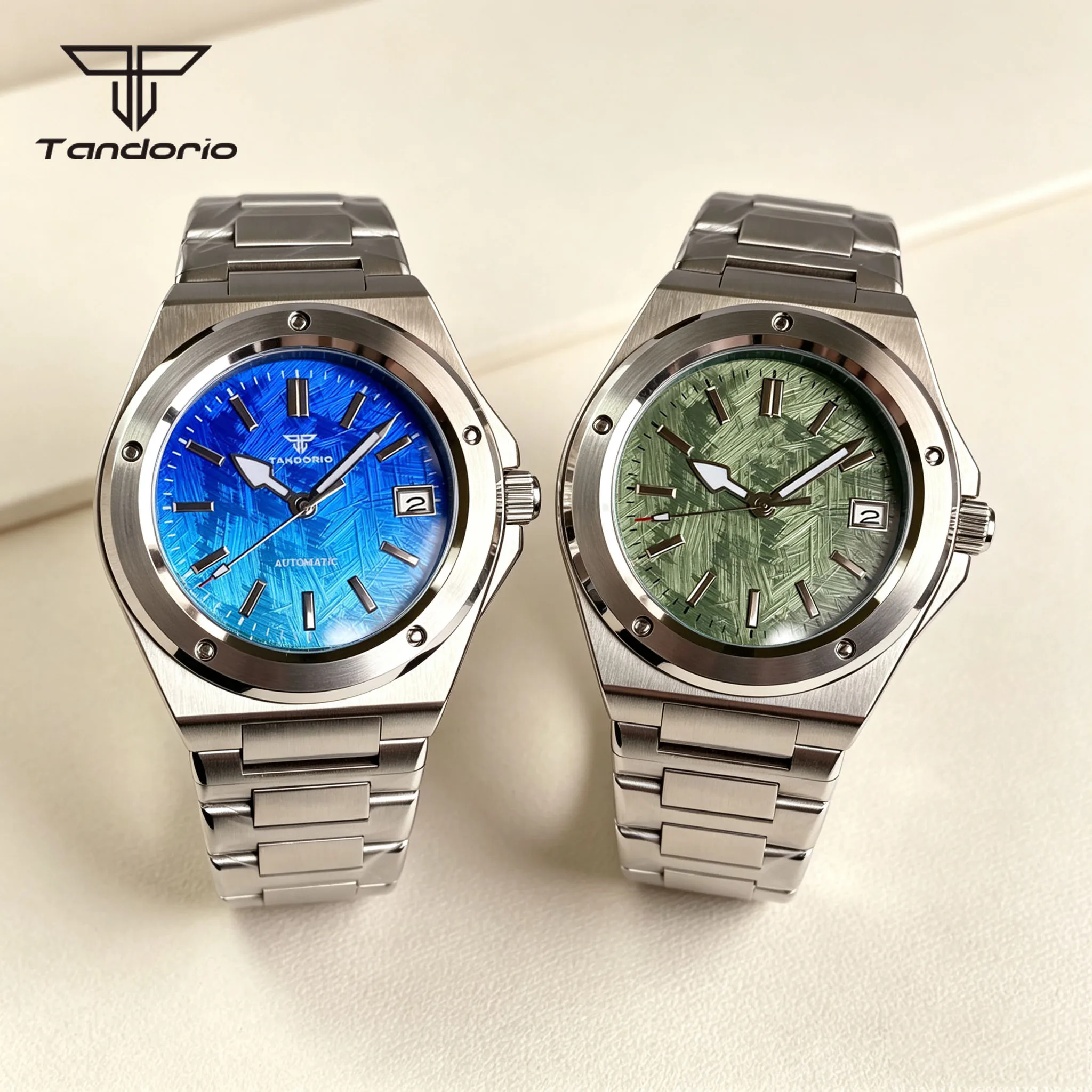 Tandorio Mechanical 40mm Men's Fashion Watch Automatic NH35/Miyota 8215/Asia2824 Texture Dial Date Sapphire Glass Wristwatch