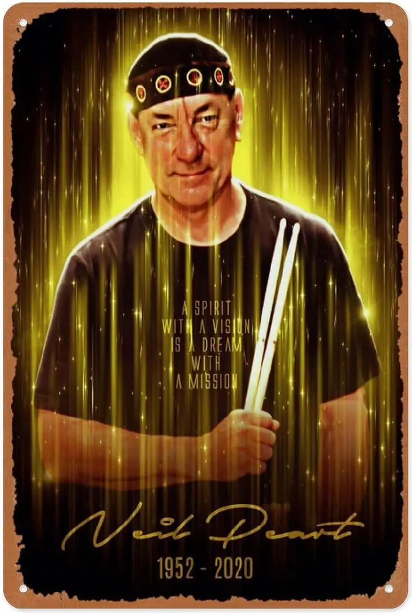 Vintage Metal Sign - Music Legendary Neil Peart - 8x12 Inch Wall Art for Garage, Man Cave, Game Room, Coffee House Or Hom