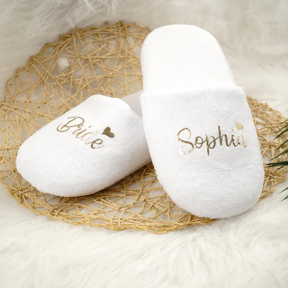 Personalized Coral Slippers for Wedding Bride and Bridesmaid, Custom, Hen Night, Bachelorette Party Favors, Bridal Party Present