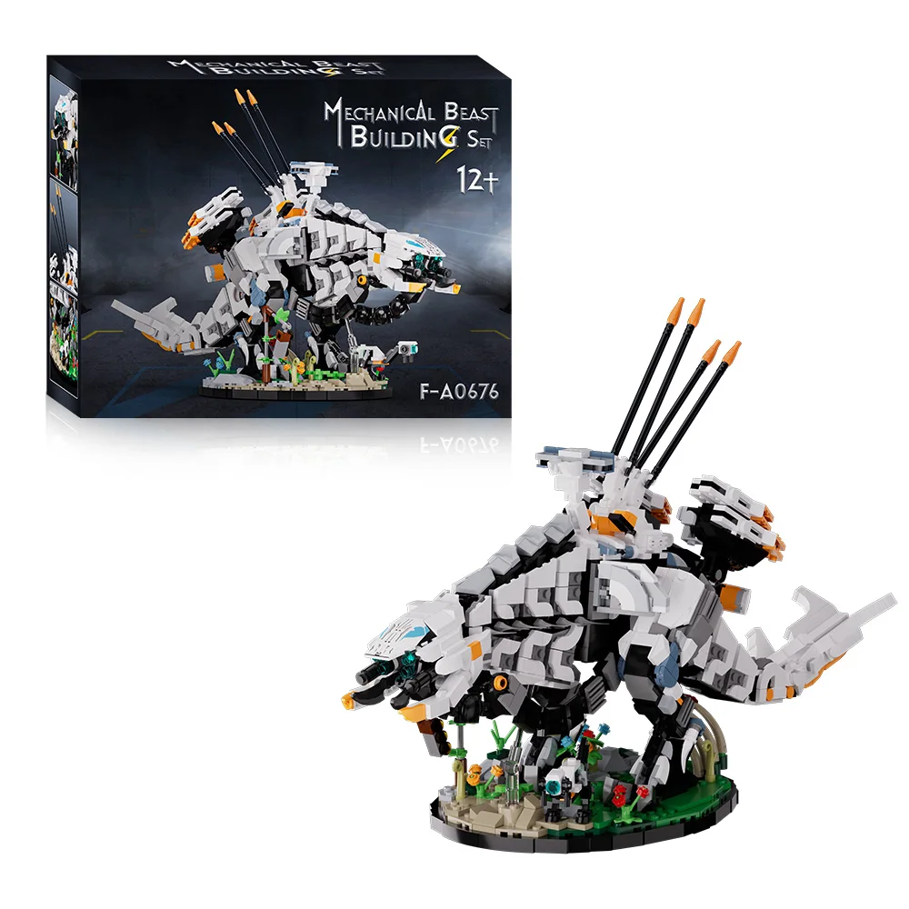 

Gobricks MOC Horizon Thunderjaw Mechanical Beast Building Blocks Model Forbidden West Game Thunder Fang Monster Bricks Toys Gift