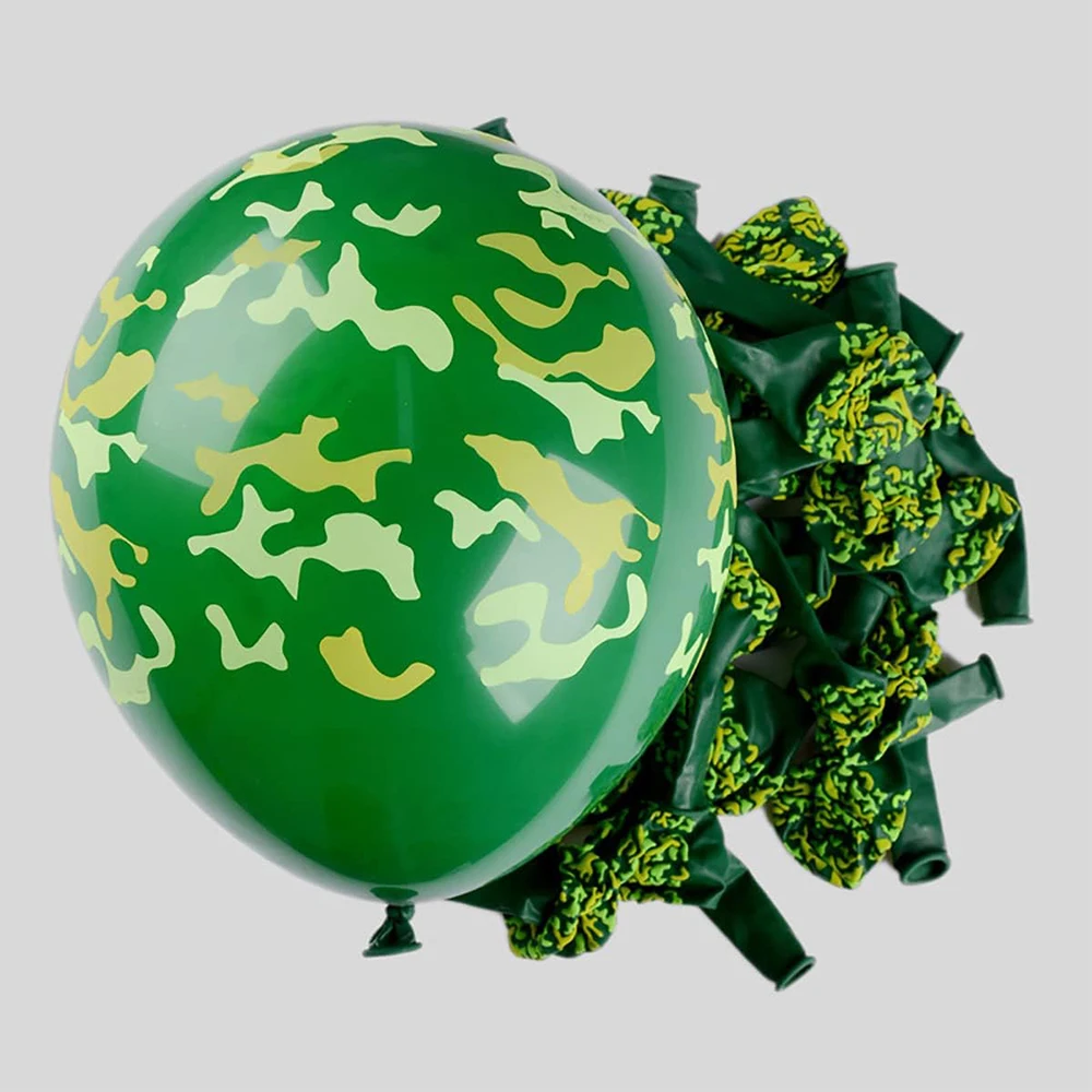 Army Camouflage Party Foil Tank Plane Balloon Camo Latex Balloon Banner Cake Toppers for Boys Military Birthday Decorations Toys