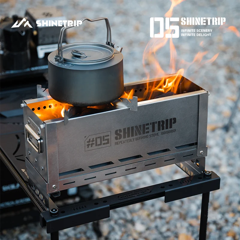 Outdoor Camping Second Burner Stove ShineTrip Thickened Stainless Steel Multifunctional Collapsible Portable IGT Half Unit Grill