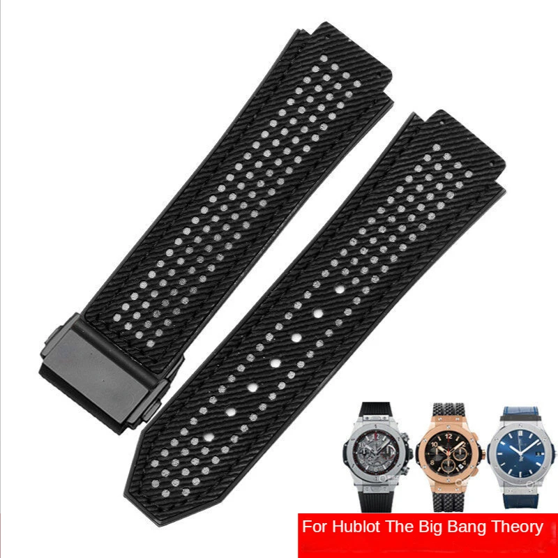 Genuine Leather Watch Strap for Hublot Big Bang Series Soft Comfortable Frosted Leather Surface Sweat-Proof Watch Band 25 * 19mm