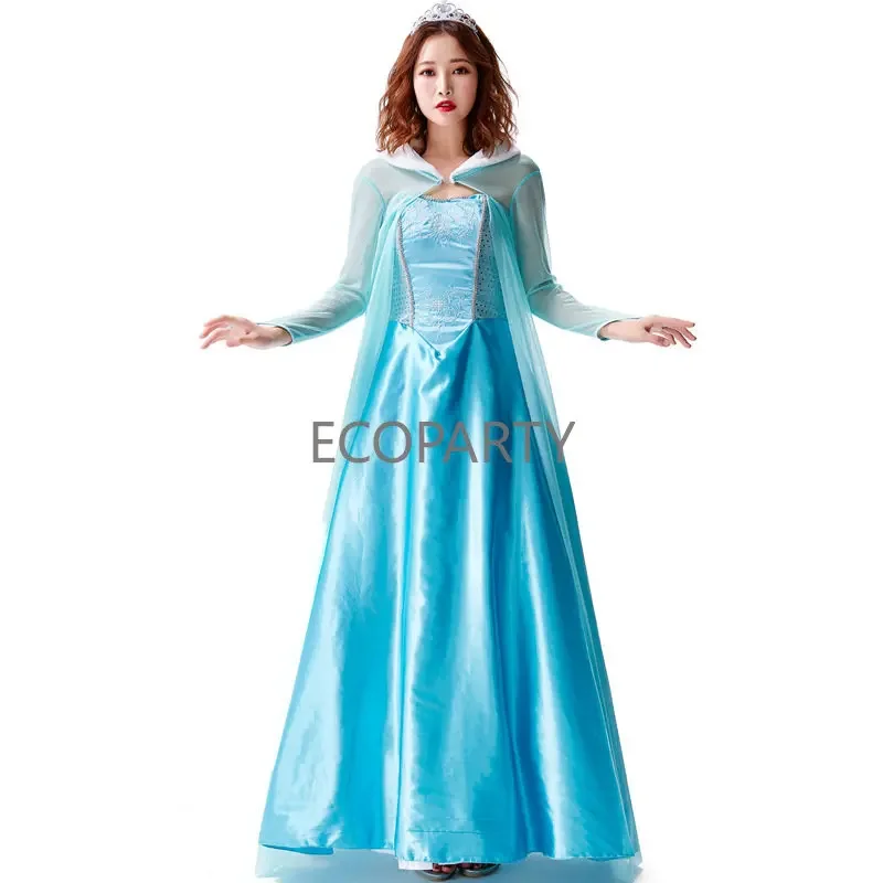 فيلم ملكة الثلج للهالوين الكبار شخصية كرتونية زي أداء آنا تأثيري ماكياج الرقص الأميرة عائشة فستان كبير