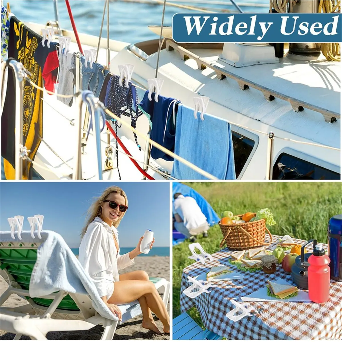 (WSFS) 8 Pack Marine Boat Rail Towel Clips Storm Proof Large Clips Pontoon Boat Towel Organizer Multi-Purpose Outdoor Laundry