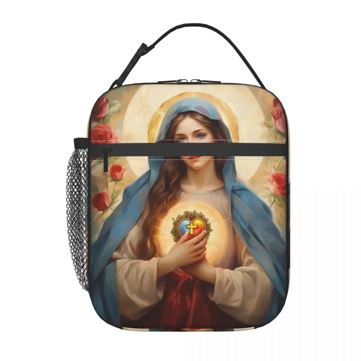 Immaculate Heart Of Mary Catholic Insulated Lunch Bags Jesus Christ Saint Storage Food Box Thermal Cooler Lunch Boxes For Travel