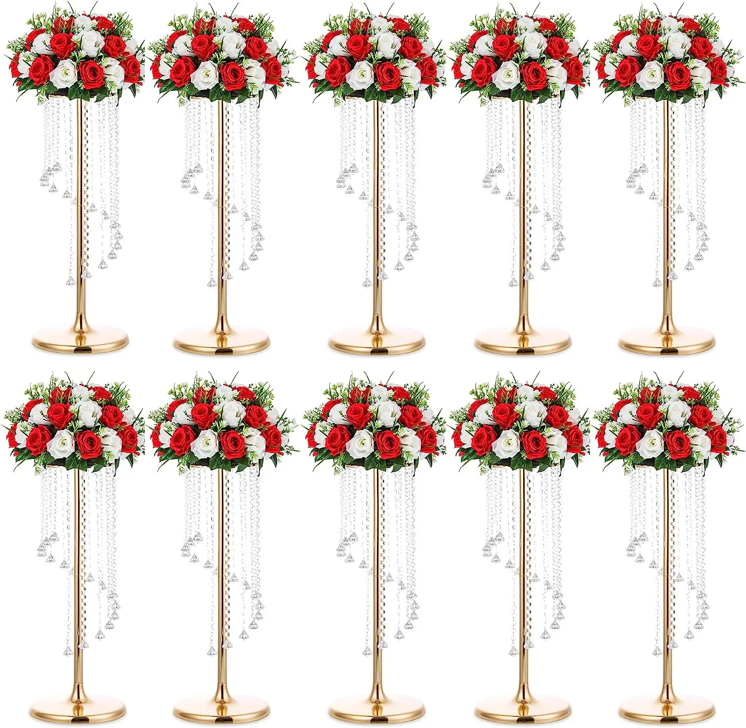 

10Pcs Wedding Main Table Centerpiece Flower Stand S-type Crystal Bead Curtain Road Lead Wedding Reception Area Decorative