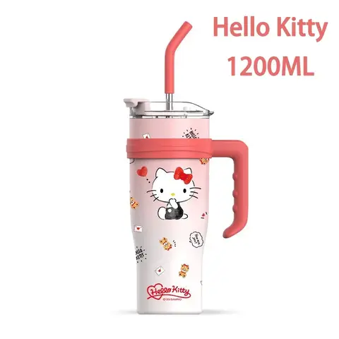 Big Mac Insulated Cup 1200ml Vacuum Insulated Tumbler with Straw Cute Hello Kitty Kuromi Melody Thermos Hot and Cold
