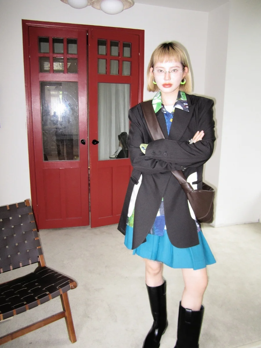 

Unsoyao Cosite Tailored k Bla Stone Women's Suit Jaet High Crt Splicing Ele Casual Long Sve Autumn Coat