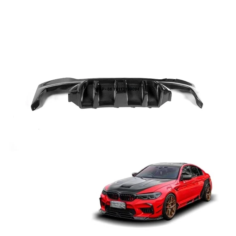 

Langyu Car Exterior Accessories Rear Bumper Lip With LED Light M5 F90 Dry Carbon Fiber for M5 F90 Rear Diffuser