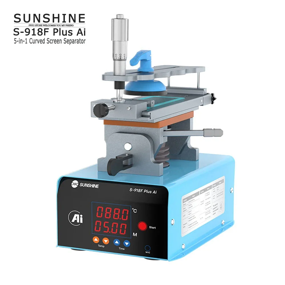 SUNSHINE S-918F Plus Ai Separator 5in1 Curved Screen Separation 360° rotating heating platform AI Control LCD Screen Repair Tool