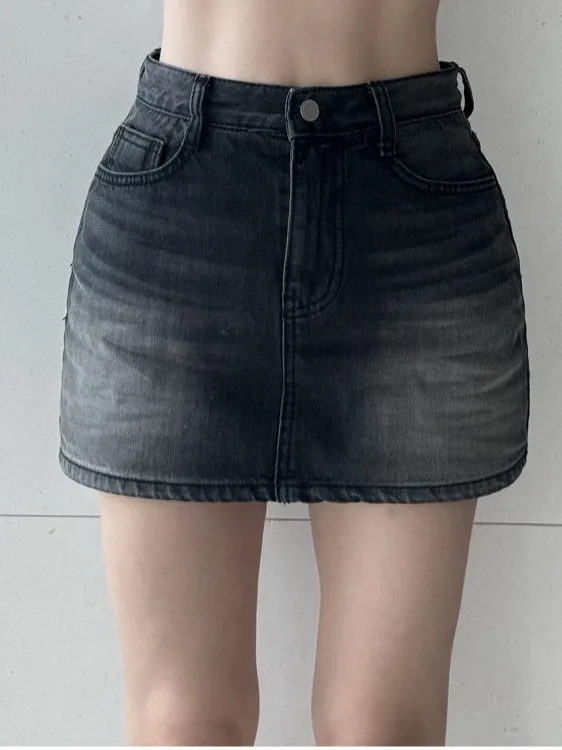 High Waist Short Shorts Women's Denim Skirt Tight Fitting Half Body Skirt Cotton Polyester Blend Breathable Comfortable Skin-...