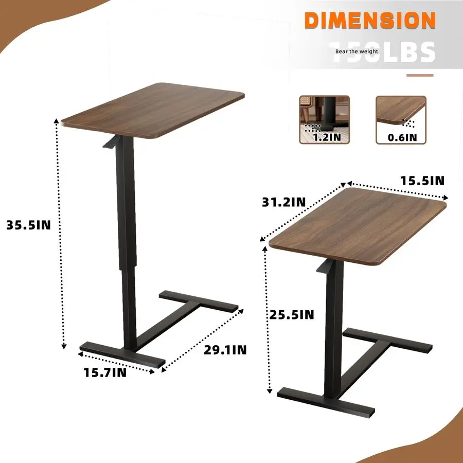 Overbed Bedside Table with Wheels, Adjustable Hospital Over Bed Table, Rolling Laptop Table, Medical Bed Side Table