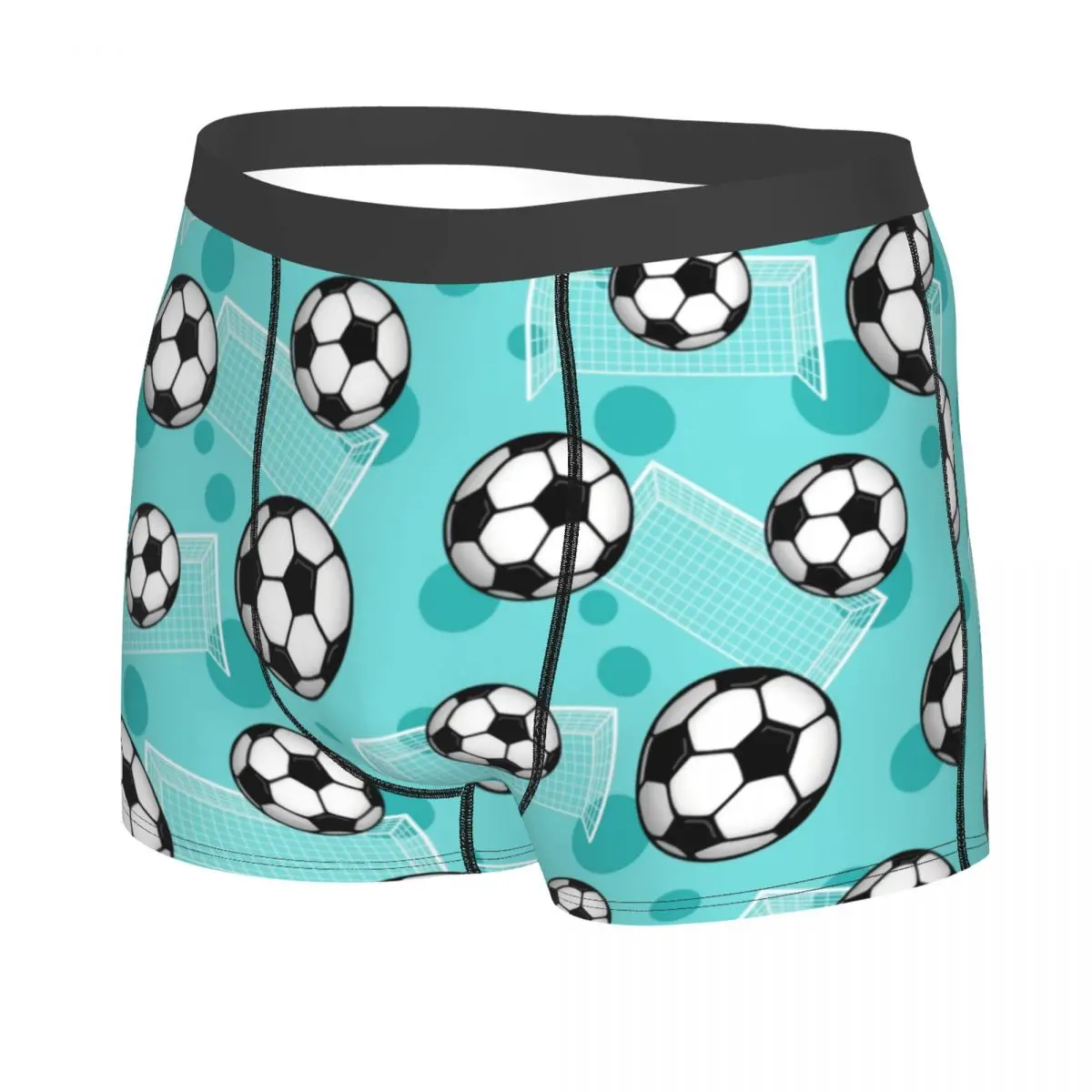 Custom Soccer Ball And Goal Teal Teal Soccer Underwear Male Print Sports Gift Boxer Shorts Panties Briefs Soft Underpants