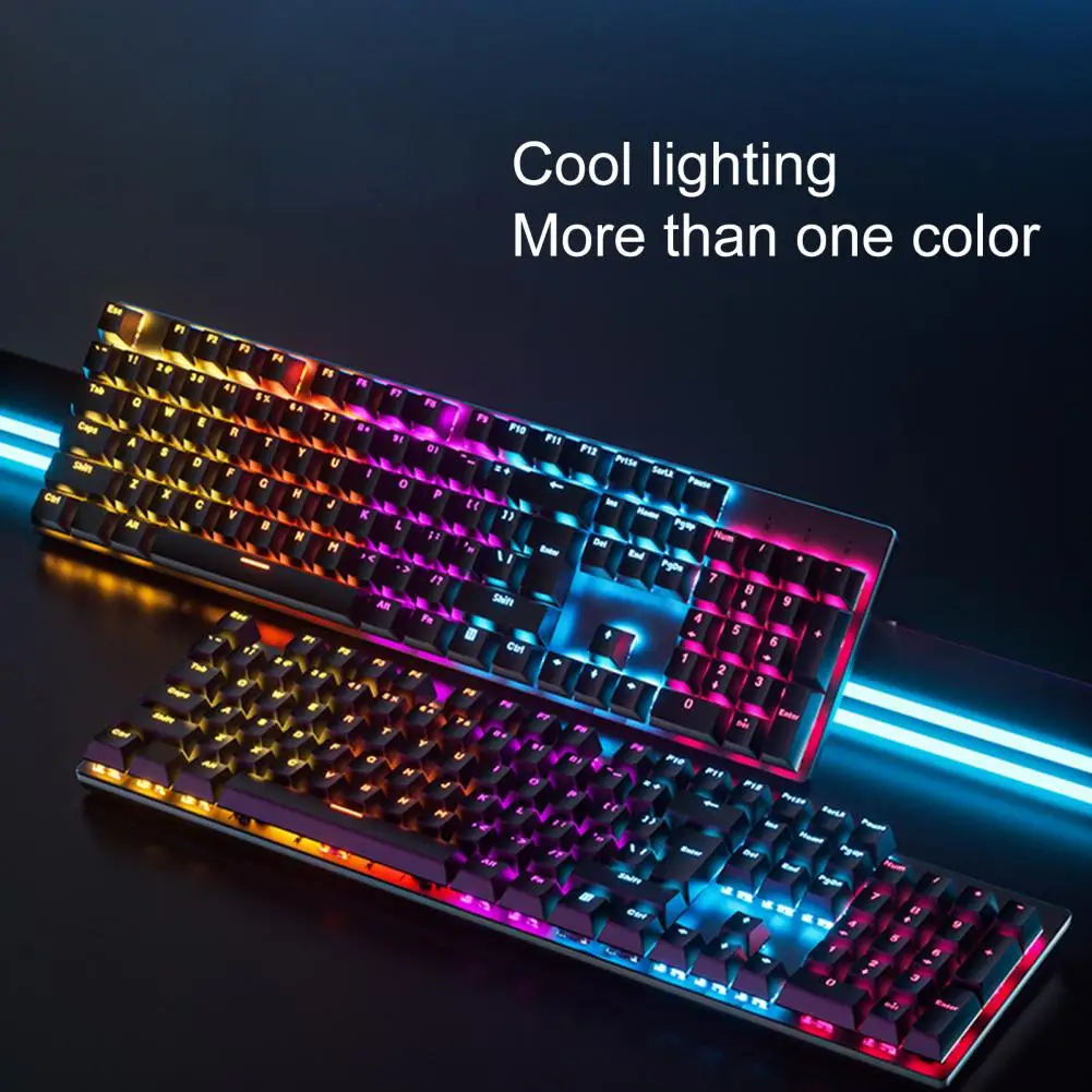 

Wired Keyboard Stylish Driver-free Waterproof 104 Keys Metal Panel Mechanical Keyboard Computer Accessories