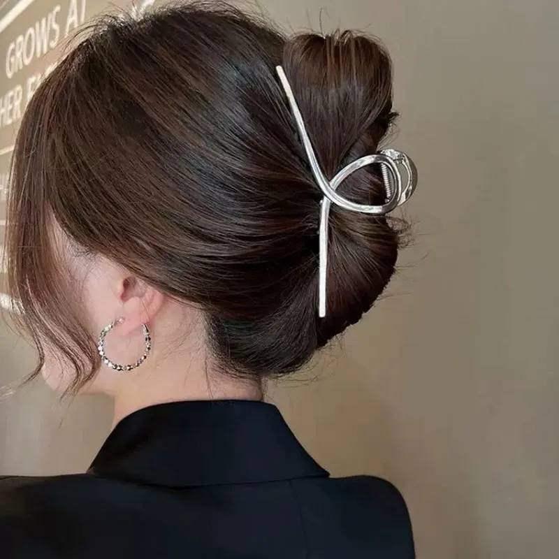 Nachahmung Metall Silber Hochwertige Große Kopf Clip Haar Zubehör Für Frauen – Detail 2