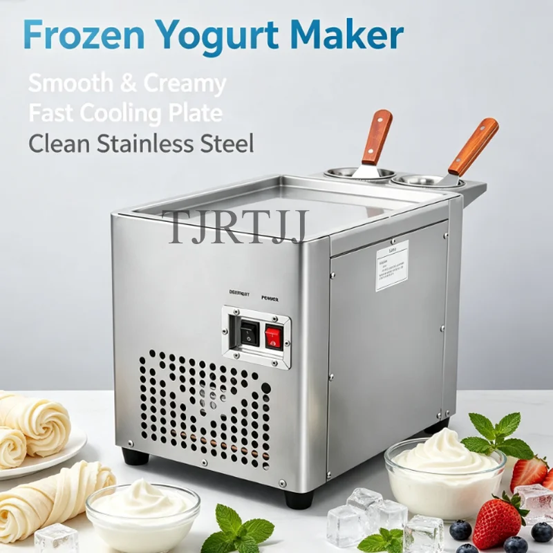 Fry Ice Cream Maker Commercial Thailand Fried Ice Cream Rolls Machine 304 Stainless Steel Single Pan Yogurt Roller Maker