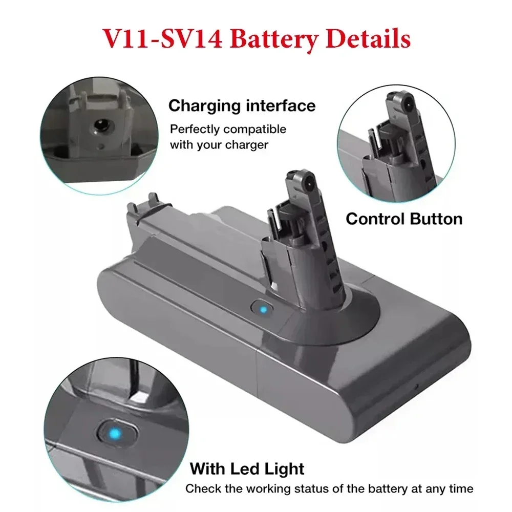 25.5V 6000mAh Battery for Dyson V12 Detect Slim Cordless V11 Absolute Extra V11 Absolute V11 Animal V11-SV14,V11-SV15 Battery