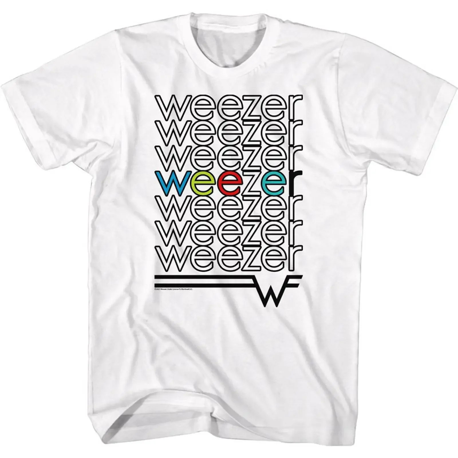 Weezer Repeat Colors White Adult T Shirt vintage Washed Stretched Breathable Stylish designer clothes Comfortable fashion