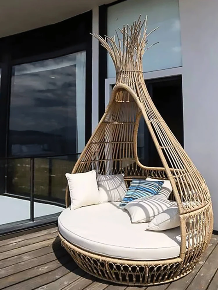 Outdoor Birdcage Creative Rattan Leisure Bed B&B Hotel Villa Garden Courtyard Rattan Sofa