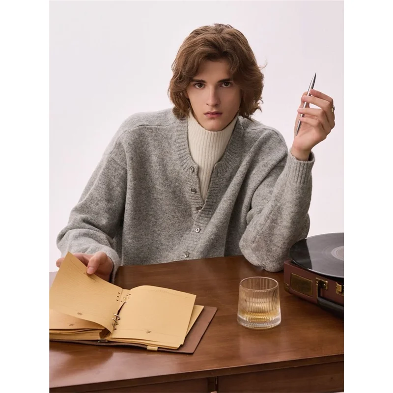 

Retro High Ne Knitwear Men's Autumn Winter Stand Collar Warm Versatile Sweater Comfortable Lazy Match All Chinese Brand 6E...