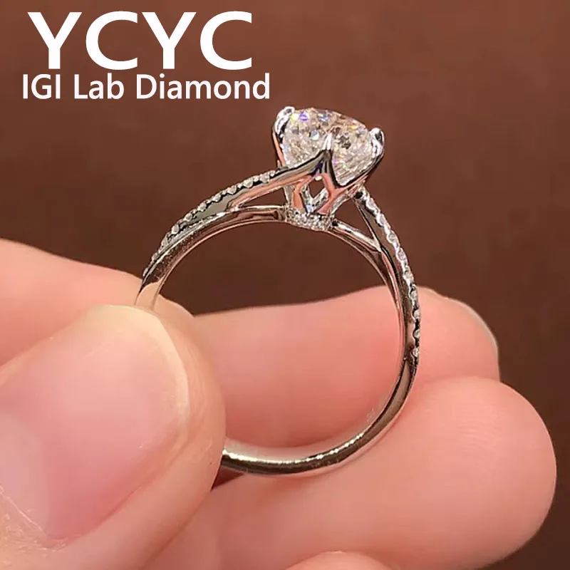 

5ct Platinum PT950 Gold Lab Grown Diamond Ring Round Cut Diamond CVD HPHT DEF VS-VVS Wedding &Engagement Ring ﻿