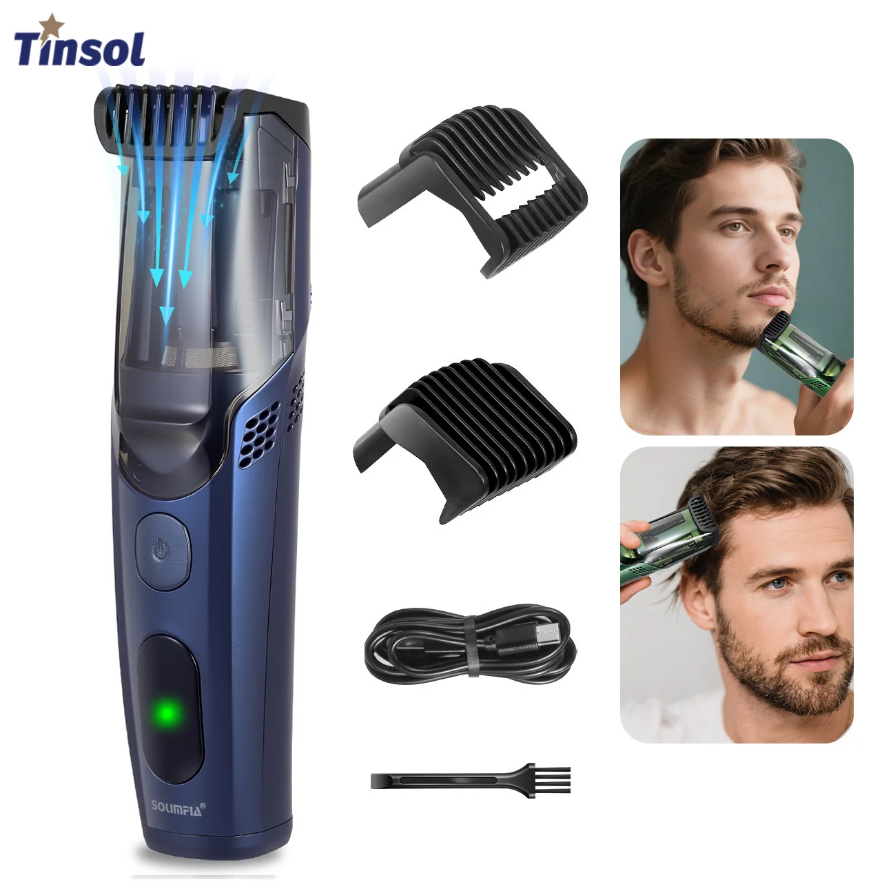 TINSOL Automatic Self-Charging Electric Hair Clipper High Power IPX6 Full-Body Washable Home Electric Trimmer for Beard Grooming