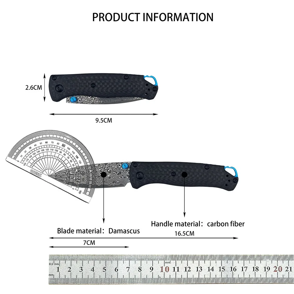 المحمولة BM 533 جيب سكين للفرد دمشق شفرة فولاذية ألياف الكربون مقبض أدوات تكتيكية لحفظ الحياة السكاكين EDC أدوات التخييم في الهواء الطلق #6