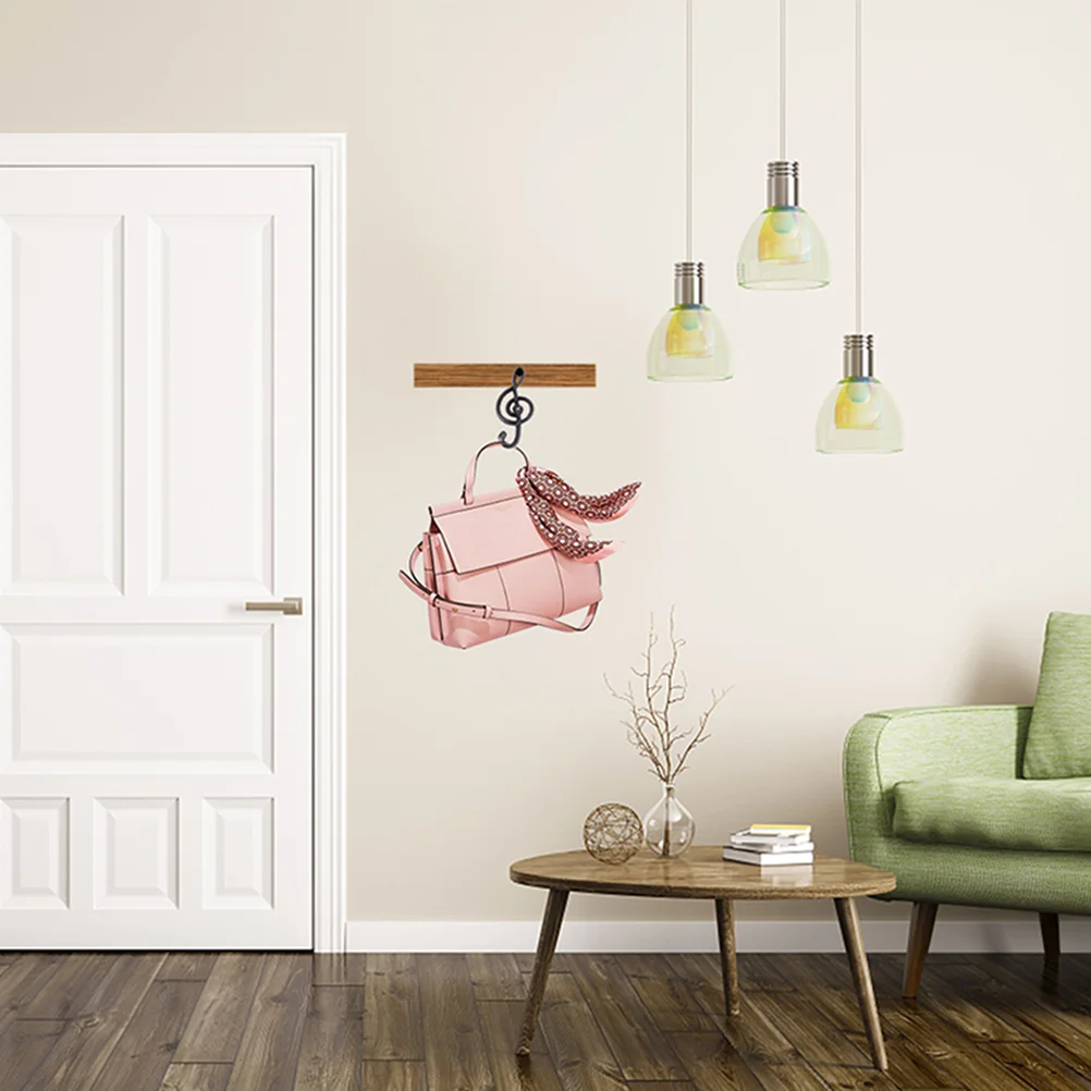 

2pcs Iron Wall Hooks for Coats Decor Music Notes Retro Bathroom Kitchen Coat Hat Storage Hooks Multifunctional Home