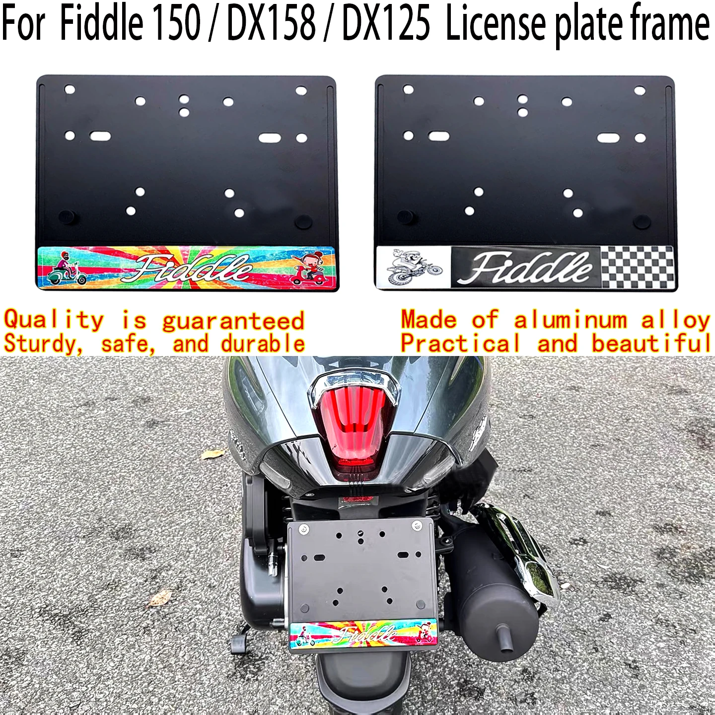 For SYM Fiddle DX158 License plate frame SYM Fiddle 150 License plate holder SYM Fiddle DX125 Motorcycle license plate frame