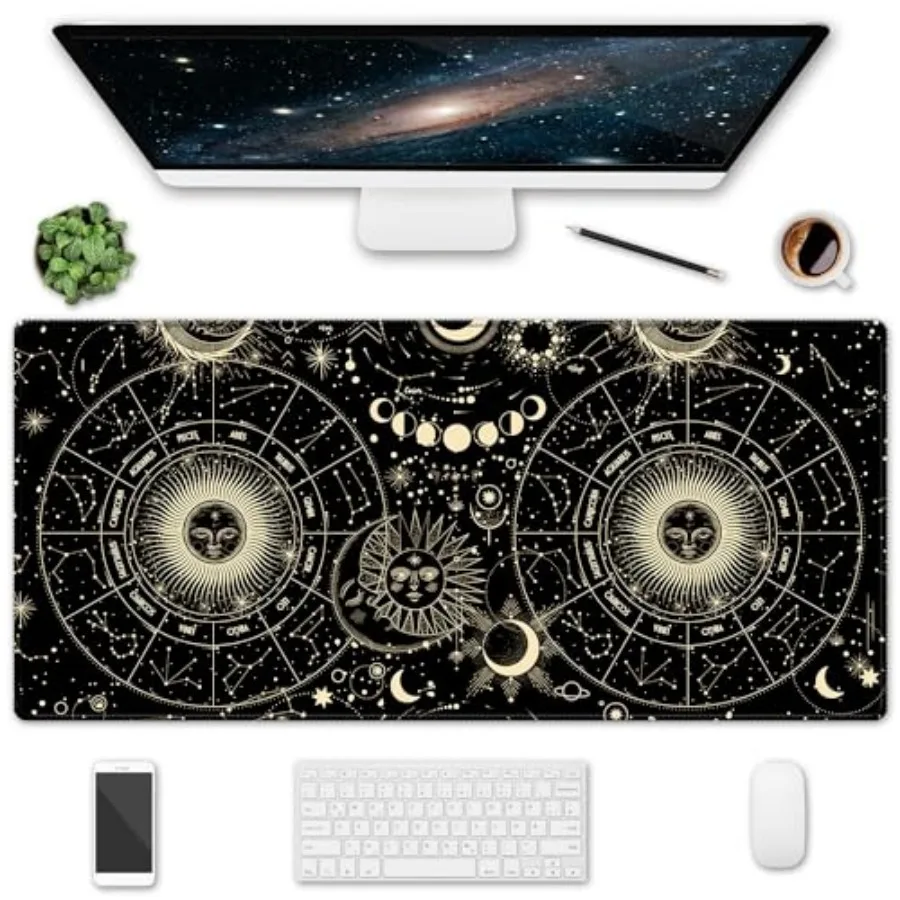 

XXL Large Gaming Mouse Pad and Desk Protector 35.5"x15.75" with Non-Slip Base, Waterproof Surface XXL Mouse Pad with Stitched E
