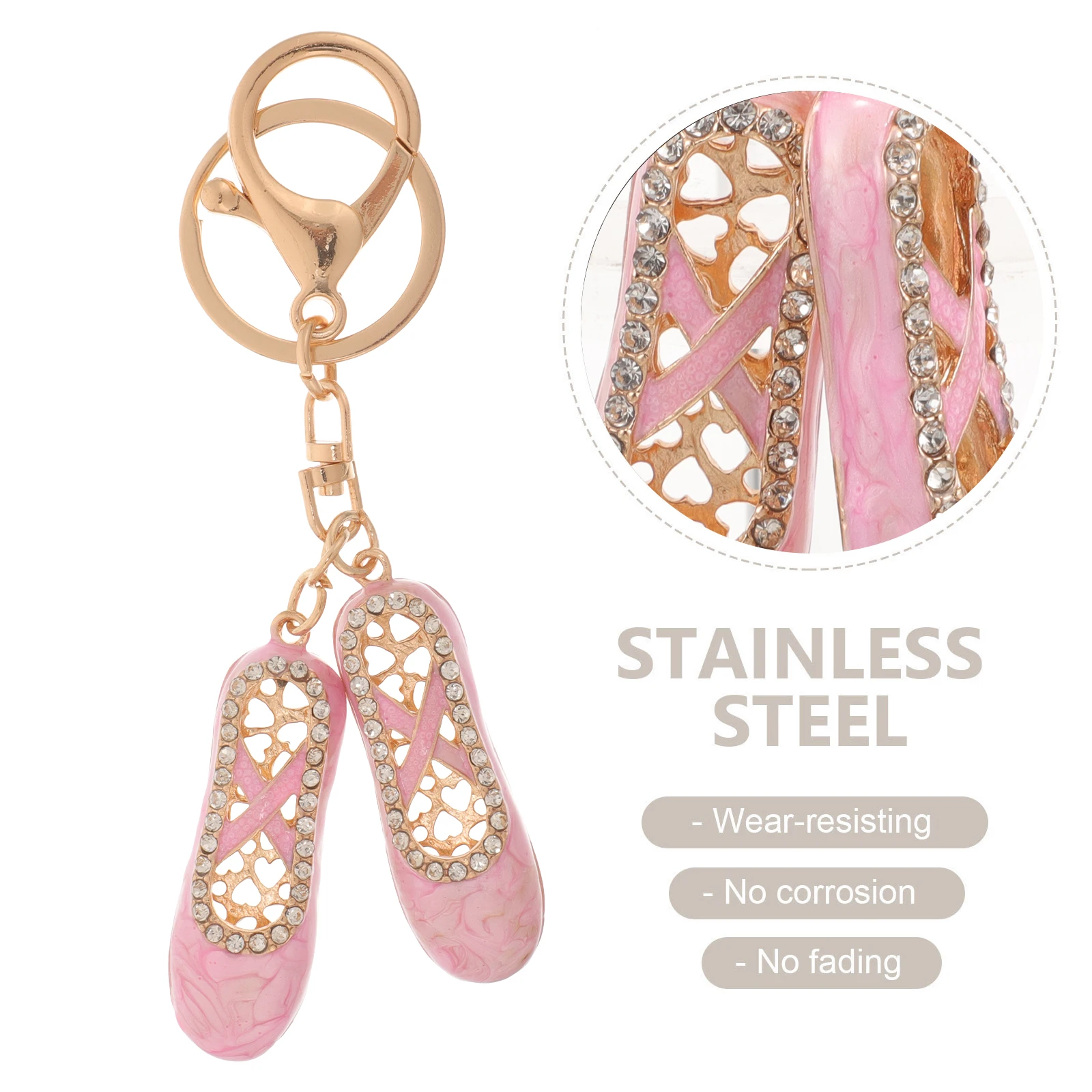 Breloczek Baletka z Cyrkoniami Premium, Modny Dodatek do Torebki, Ozdobny Wisiorek na Plecak, Klucze od Samochodu, Idealny
