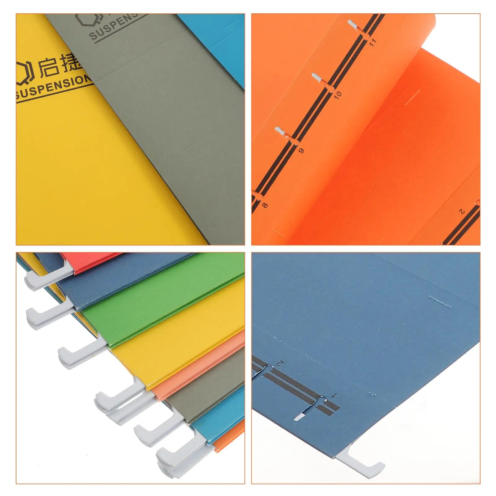 8 PCS Color Folders Desktop Office Supplies A4 Quick Labor Folder New Suspended Type with Hook Filing Cabinet Dividers School