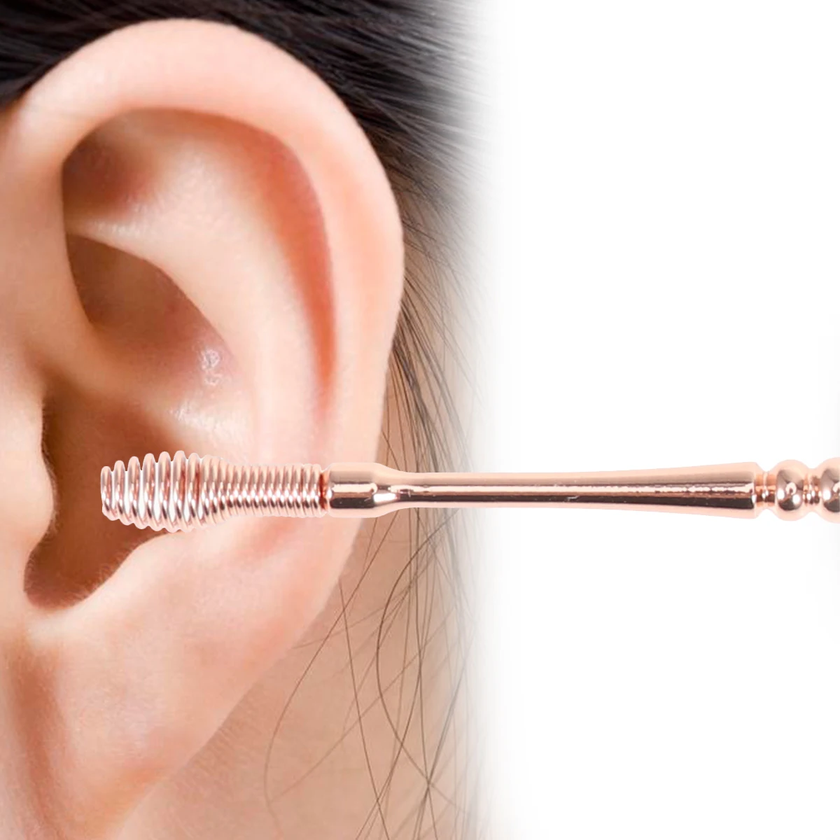 

Совок для ушей из нержавеющей стали с двойной головкой, противоскользящий дизайн, средство для удаления ушной серы, инструмент для чистки ушей для взрослых и детей, домашнее использование