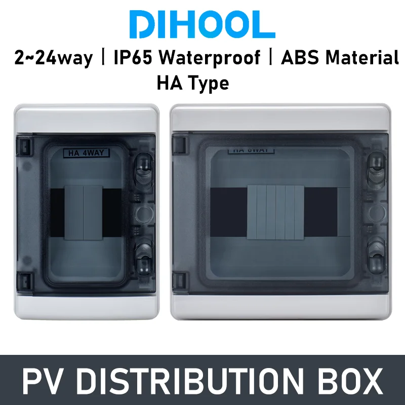 2/4/8/12/18/24 Way Outdoor IP65 Waterproof Distribution Box Solar Combiner Junction Box Circuit Breaker Enclosure Wall Mounted