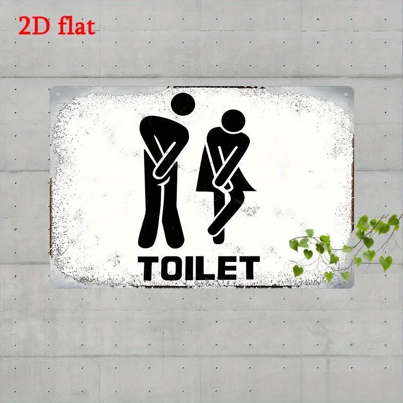 metal Toilet Sign with Male,Female Pictograms -  Durable Restroom Directional Sign for Public Restrooms, Offices, Hotels, Homes