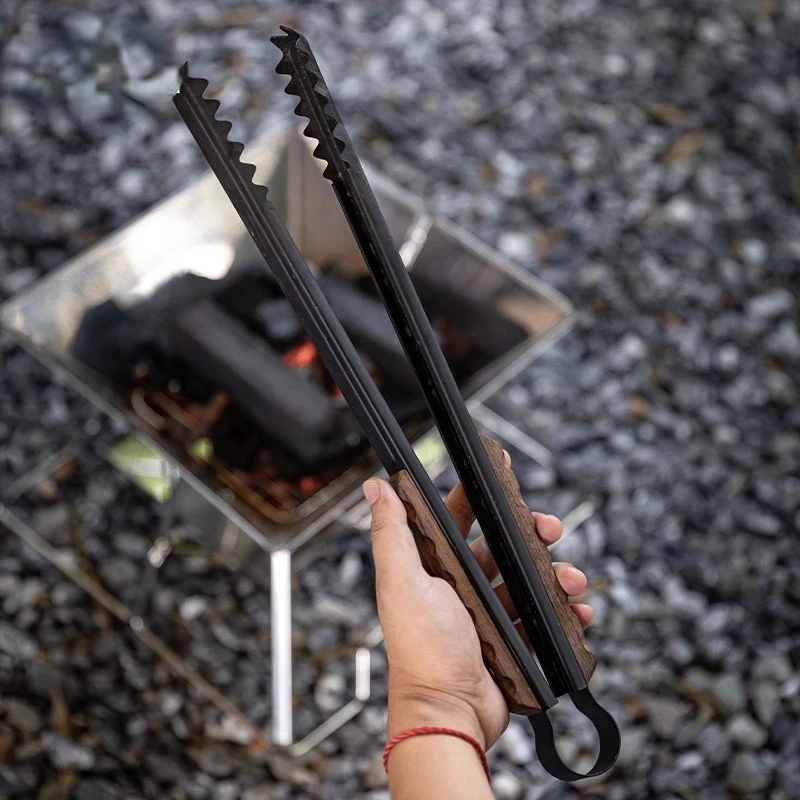 

Multi Functional Barbecue Accessories Carbon Clip, Thickened Stainless Steel Insulation Solid Wood Handle Clip Portable staff