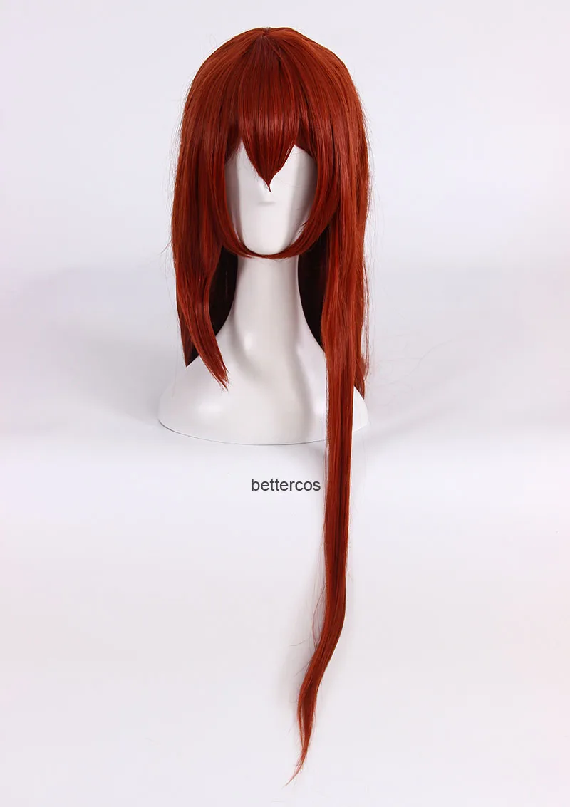 Steins Gate Makise Kurisu Christina Cosplay Wig 100CM Long Straight Auburn Heat Resistant Synthetic Hair Wig + Wig Cap