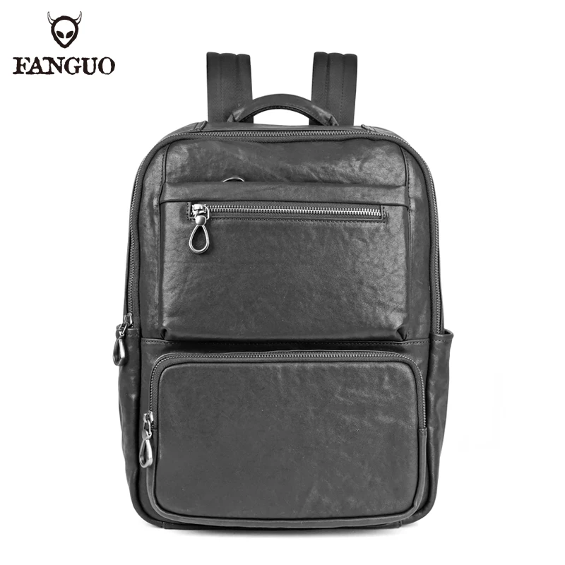 Natural Top Layer Cowhide Backpack For Men Women Casual Fashion Large Capacity Genuine Leather Computer Bag