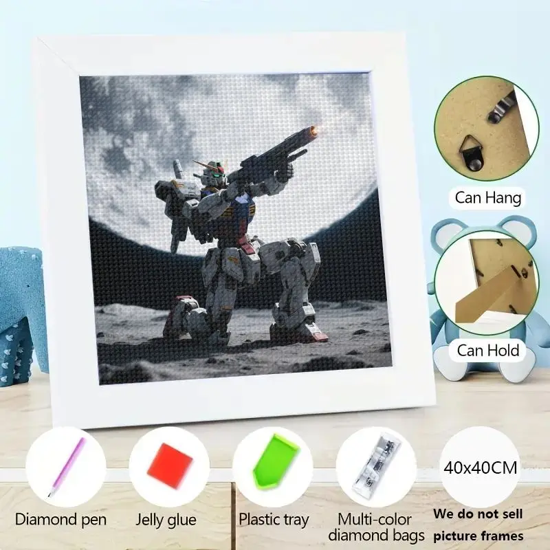 

1 комплект DIY 5D полная квадратная дрель научно-фантастический робот-меха, набор для алмазной живописи, боевая сцена в стиле Epic Gundam на лунном пейзаже, аниме